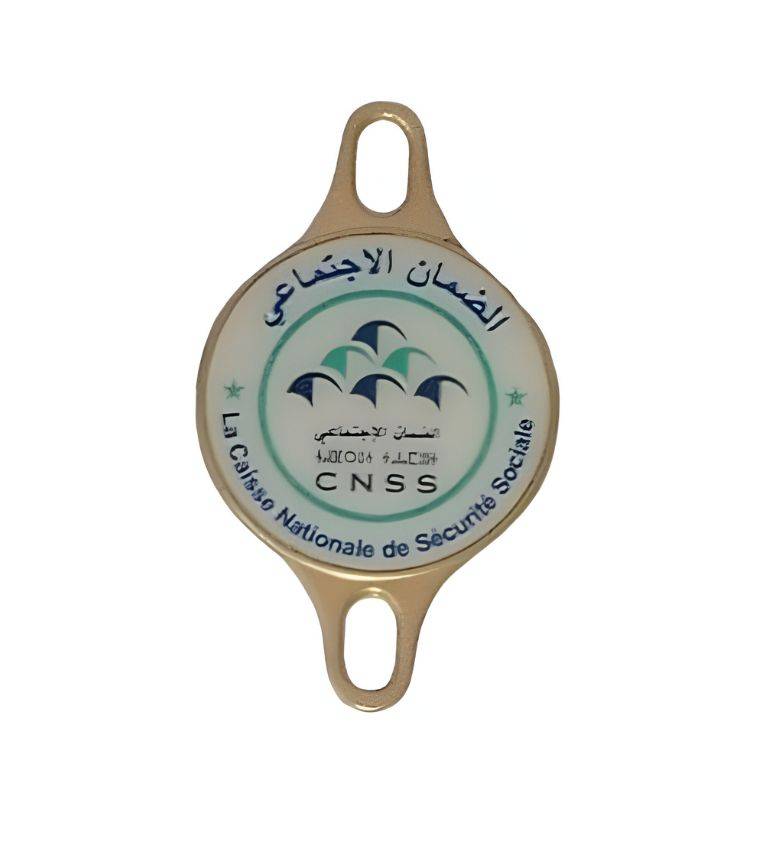 macaron badge CNSS en cuivre pour Agents d’Autorité, Macaron Officiel Haute Qualité